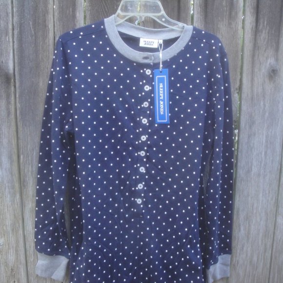 Sleepy Jones Jumpsuit Pajamas Navy Blue w/ White Polka Dot NEW with Tags XL - Picture 3 of 6